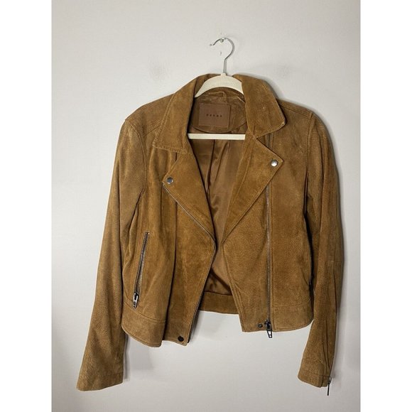 BLANKNYC Jackets & Blazers - BlankNYC Suede Leather Collared Cropped Asymmetrical Zip Motorcycle Jacket Sz M